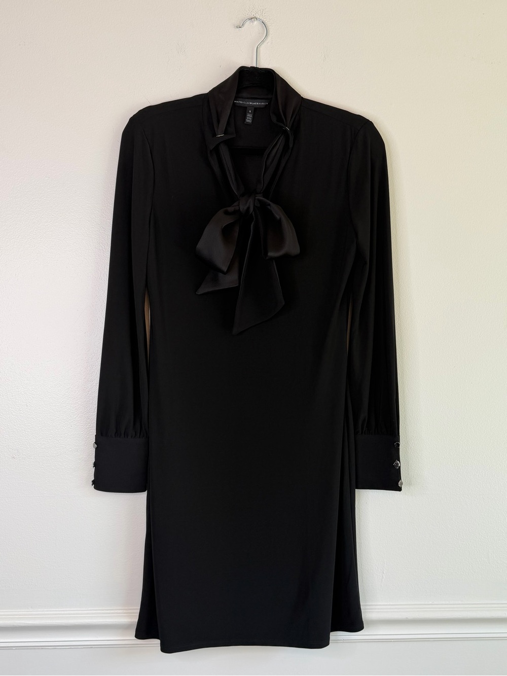 NEW White House Black Market Black Satin Tie Chemise Midi Dress Women’s Size S - Picture 3 of 13